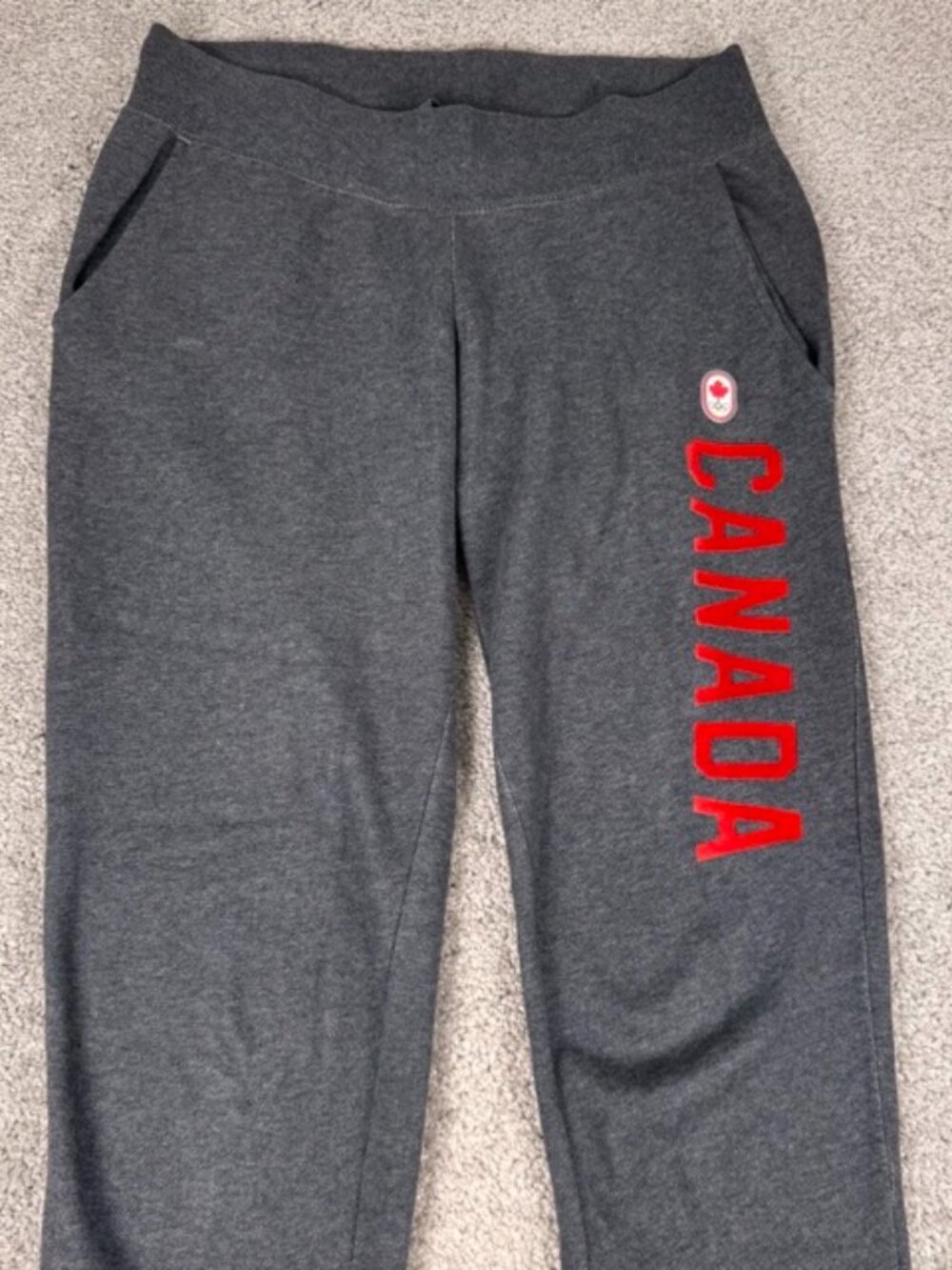 Hudson's Bay Canada Olympics Tapered Jogger Sweatpants Unisex Size XS Charcoal